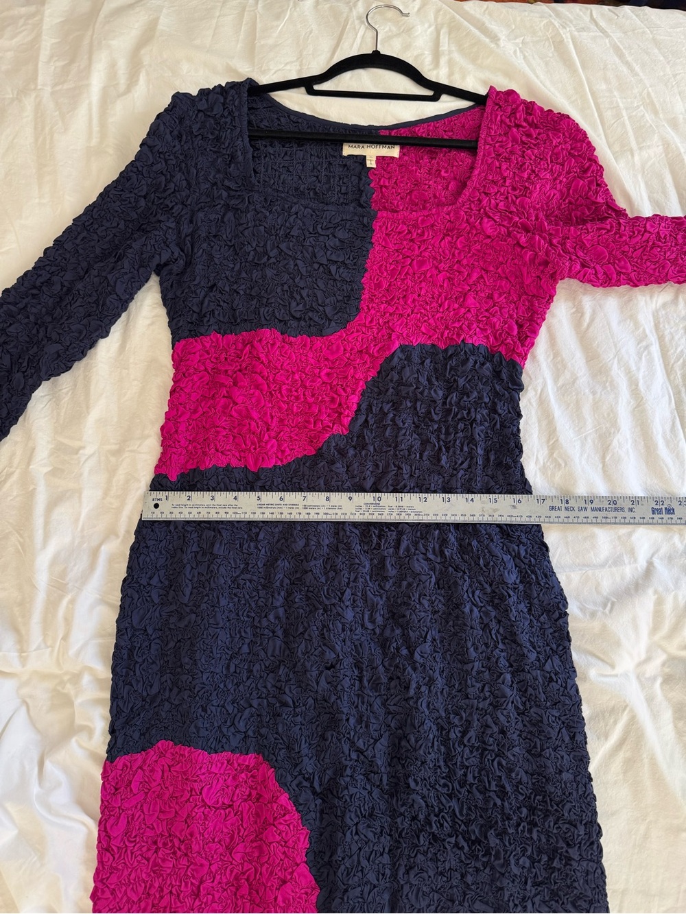 Mara Hoffman Two-Tone Textured Long Sleeve Maxi Dress in Black and Magenta - Picture 8 of 13